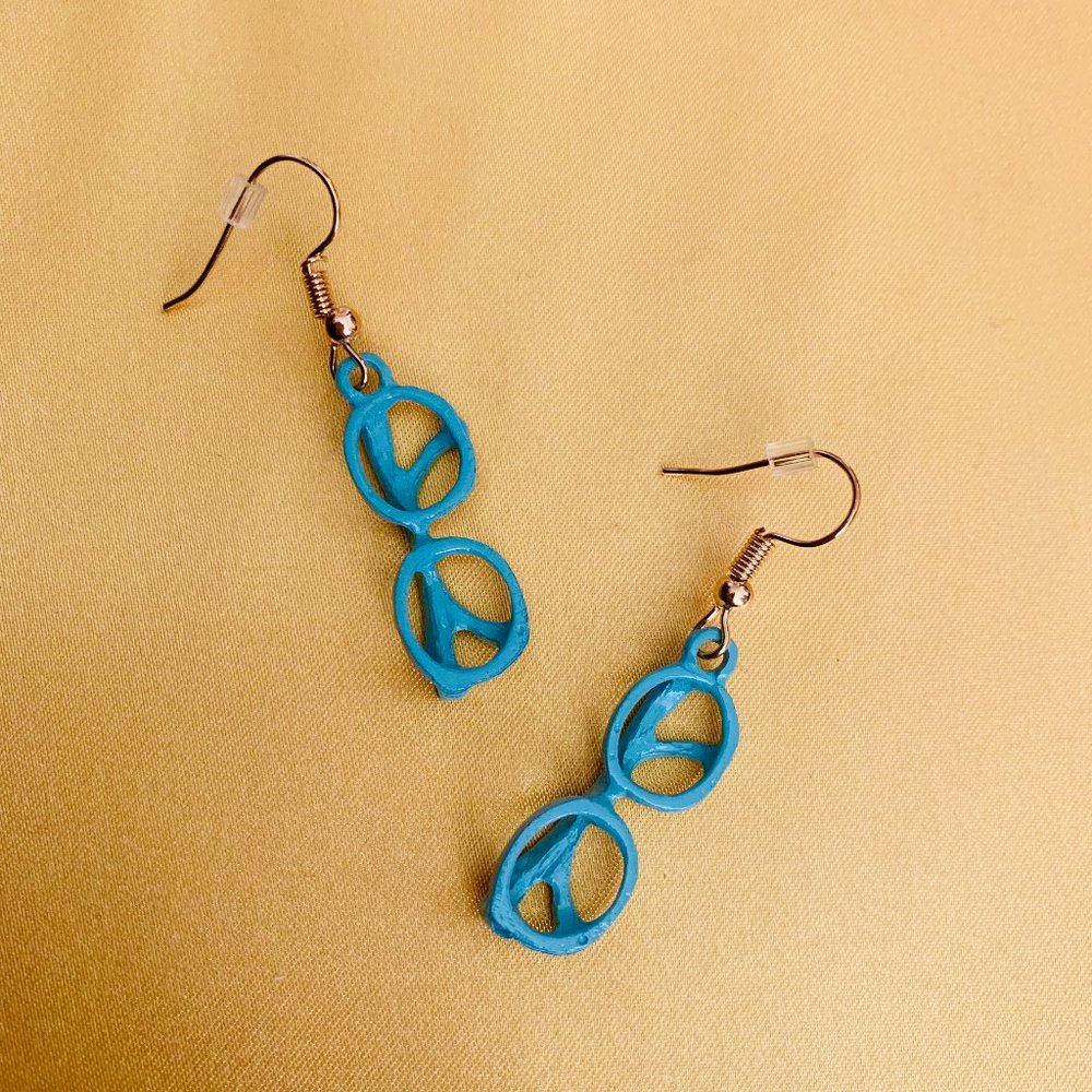 Robbins egg light blue glasses earrings 🤓